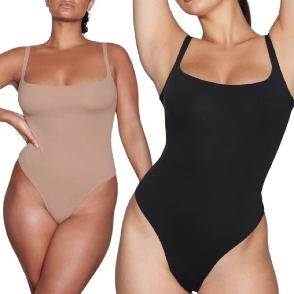 Skims Fits Everybody Seamless Thong Bodysuits Black Nude Set of 2 Size 3X NWOT